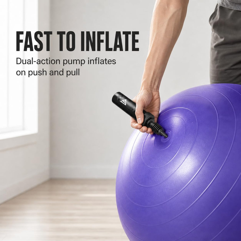 Sports Stable Dual Action Yoga Ball Pump, Manual Exercise Ball Pump for Swiss Ball, Stability Ball, Pilates Ball, Ball Chair