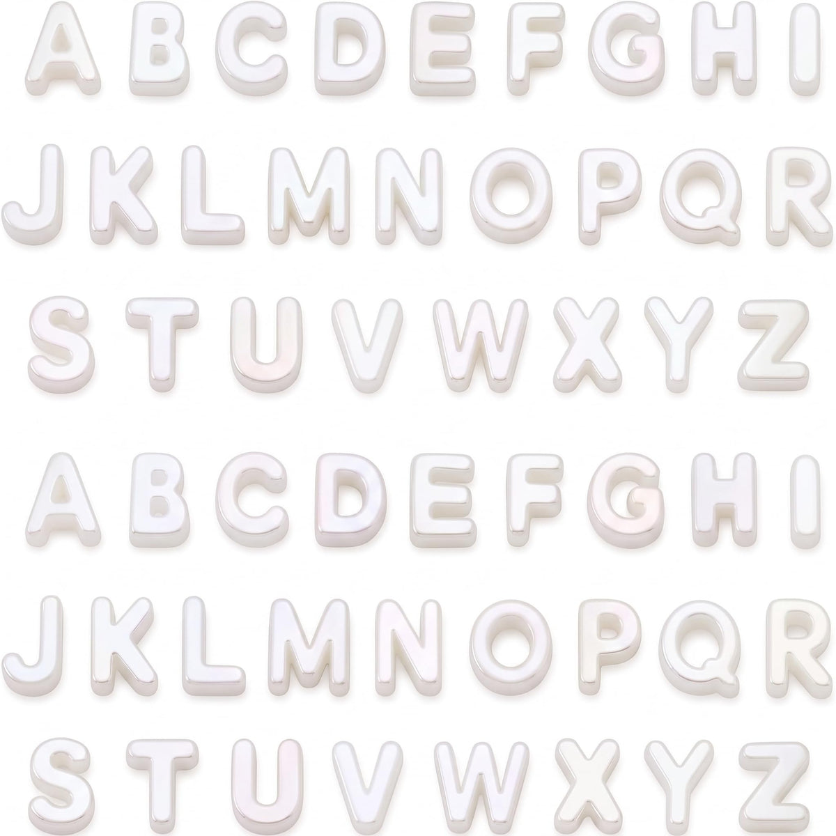 Fibrella 52 Pcs Large Acrylic Letter Beads Chunky Alphabet Jelly White | Big horizontal holes, bubble letter beads, for jewelry making/keychains/bag charms/diy decorations