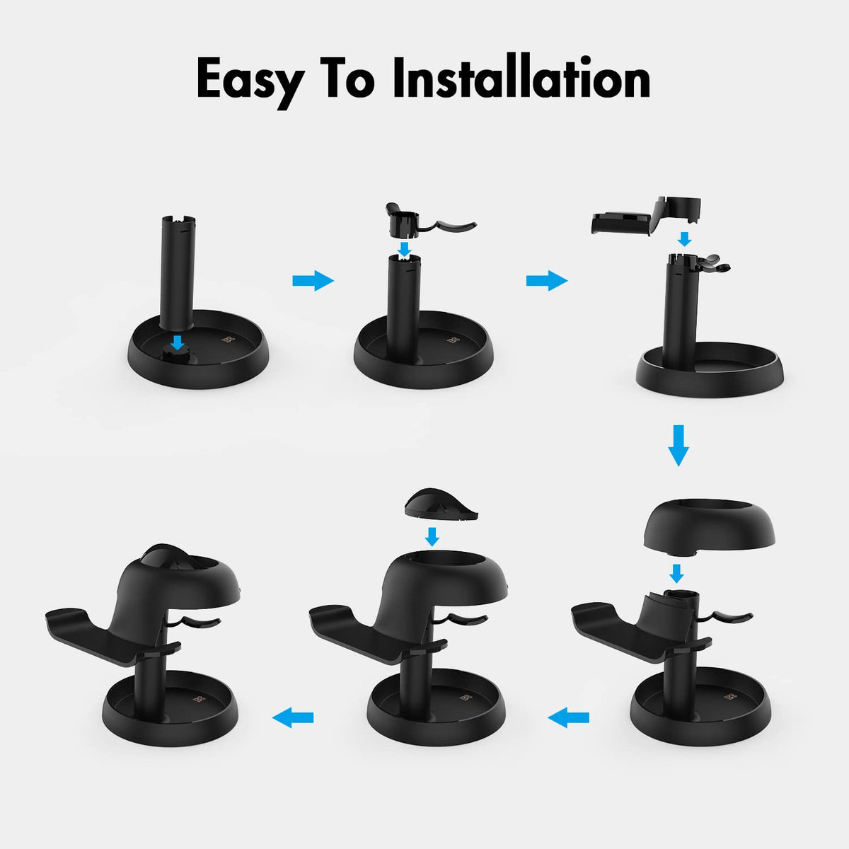 AMVR TYBP1 VR Headset Stand for Quest 3/3S/2, Steam Frame, Pico 4, PSVR 2 | Stable enlarged base,ABS build,lens scratch protection,holds headset & controllers,multi-accessory storage,quick instal