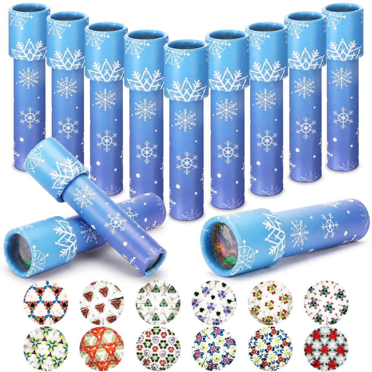RoundFunny 12 Pcs Snowflake Birthday Party Favors Snowflake Kaleidoscopes Nostalgic Toys Educational Toys Goodie Bags Stuffers for Kids Classroom School Return Gifts Carnival Prizes