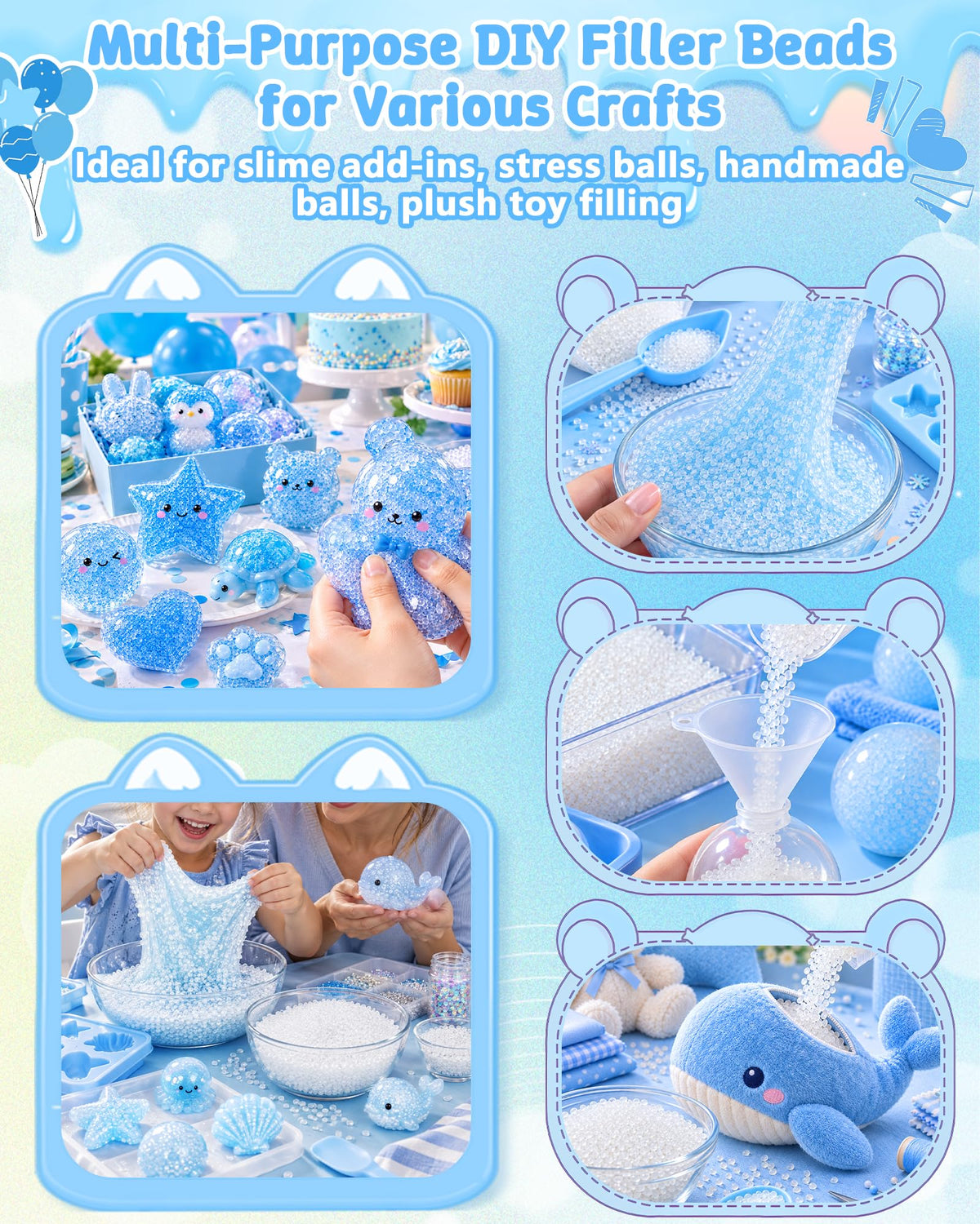 FIVEIZERO Rice Beads for Slime, 5mm Translucent Fishbowl Beads for Squishy | 400G Rice Beads For Crunchy Slime, Add Texture & Visual Appeal, Ideal For Slime Add Ins, DIY, Vase Fillers & Table Decor