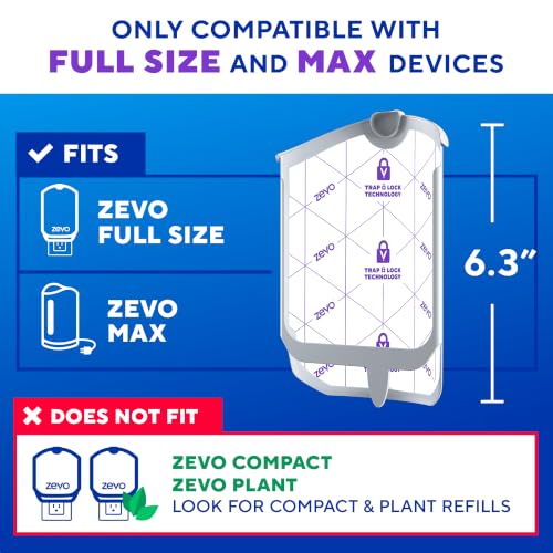Zevo Flying Insect Trap Refill Cartridges for Fruit Flies & Gnats, 4 Count | Fits Zevo MAX & Zevo Flying Insect Trap, Catches House Flies, Gnats & Fruit Flies 24/7, No Added Fragrance or Dyes