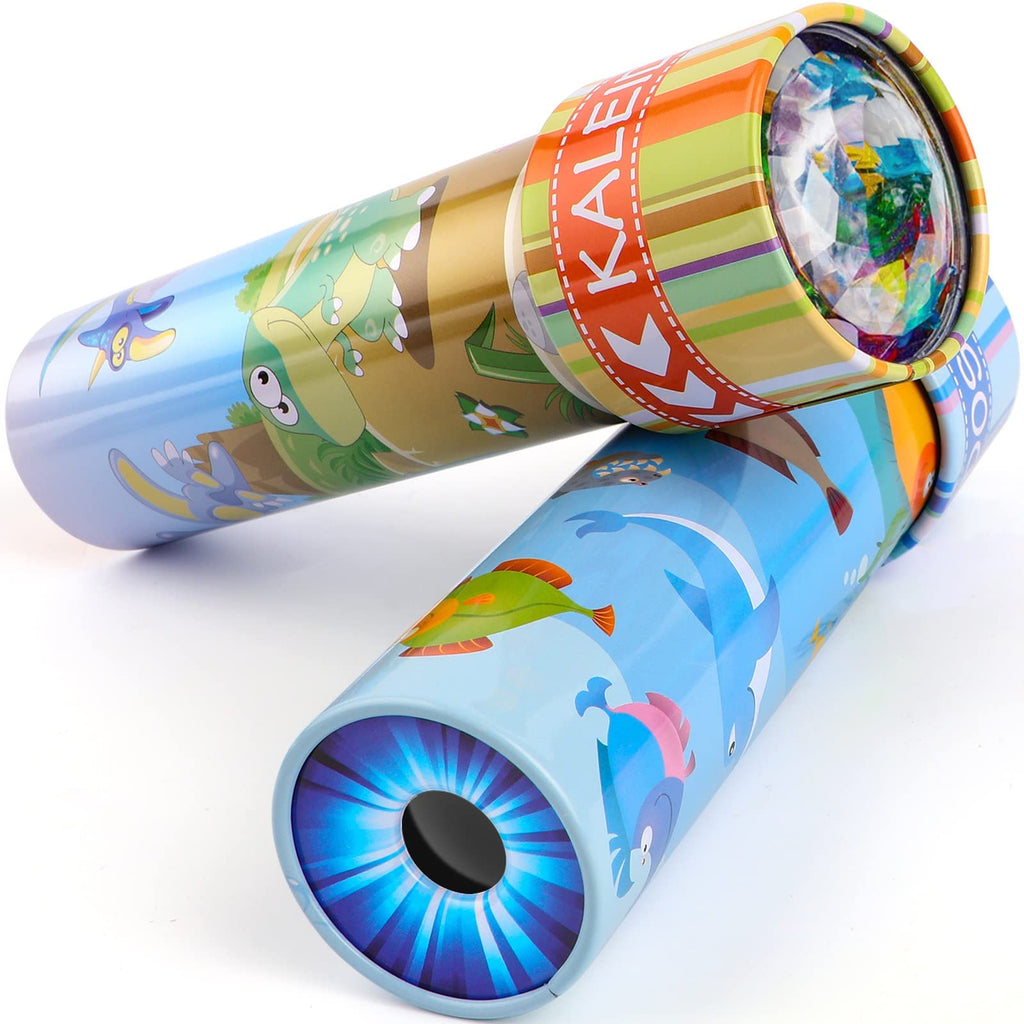 iKeelo Classic Tin Kaleidoscopes 2 Pack, Fun to Discover the Hidden Animals | Crystal Clear View, Educational Kaleidoscope Toy, Vintage Retro Toys in Gift Box
