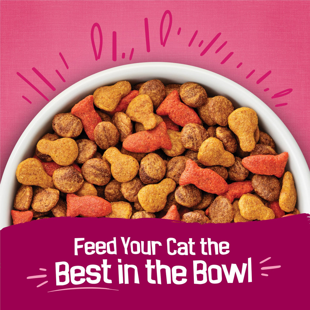 Purina Friskies Gravy Swirlers Dry Cat Food, Chicken & Salmon, 3.15 lb Bag | Protein-packed cat food kibble with swirls of delicious gravy baked in, supports immune and heart health