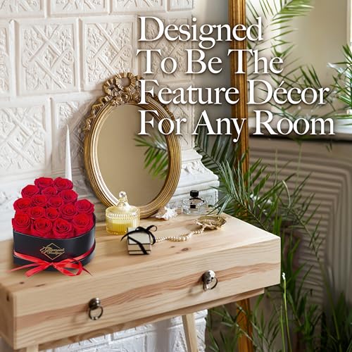 GLAMOUR BOUTIQUE Preserved Flowers, 16 Forever Red Roses in Heart Gift Box | Unique floral present for women, anniversary gifts for her, mom or wife, cute birthday idea, will you be my girlfriend box