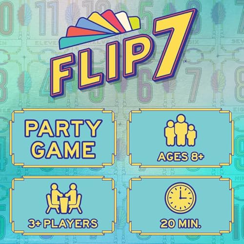 USAOPOLY Flip 7 Card Game, The Ultimate Blend of Press Your Luck Strategy | Fast-Paced Addictive Card Game, Quick to Learn & Easy to Teach, 3+ Players, Ages 8+
