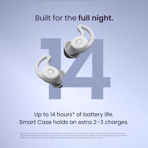 Ozlo Sleepbuds® 2 - Sleep Earbuds, Snoring & Noise Masking Headphones | All-Night Side-Sleeper Comfort, Ultra Small Fit, 14-hr Battery, 50+ Sleep Sounds, In-Ear Alarm, Smart Case Sleep Insights