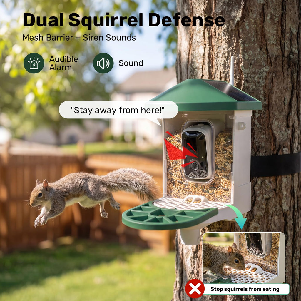 HARYMOR Smart Bird Feeder with Camera Solar Powered, 2K HD Live Video, 10,000+ Bird Species AI Identification, Wild Bird House Feeders for Outdoors, Instant Arrival Alerts, Ideal Gift for Bird Lovers