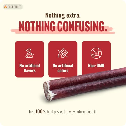 Natural Farm Odor-Free Bully Sticks for All Breeds, 6 Inch, 25 Count | Grass-Fed, Non-GMO, Grain-Free 100% Beef Pizzle. Single-Ingredient, Rawhide-Free, Fully Digestible, Long-Lasting