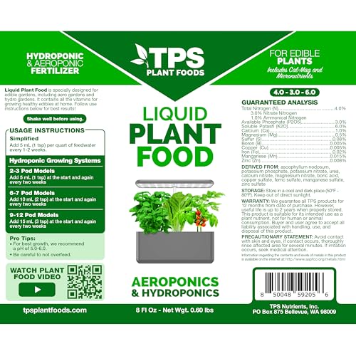 Liquid Plant Food - Fertilizer for AeroGarden & Hydroponic Systems, 8 oz | Complete Nutrition for Strong Growth, IDOO Compatible, Reservoir-Safe Formula, Supports Root Development, For Veggies & Herbs