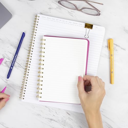 PAPERAGE Lined Spiral Journal Notebook, (Cherry Blossom/Fruit), 160 Pages, Hardcover Journal for Women & Men, Medium 5.5 in x 8 in - 100 GSM, Thick Paper, Spiral Notebook for Work, School & Journaling