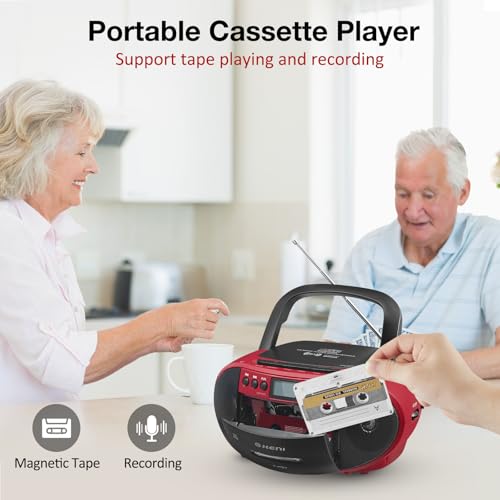 G Keni CD Cassette Player Combo, Boom Box with CD Player & AM/FM Radio | CD & Cassette Tape Player, AM/FM Radio, Bluetooth, USB Playback, Cassette Recording, Portable Design, AC/Battery Powered