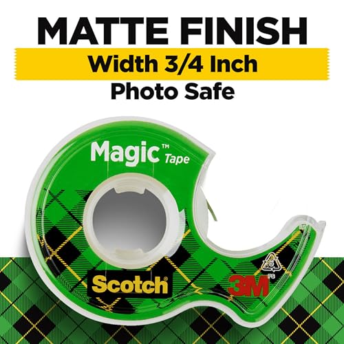 Scotch Magic Tape, 3 Dispensered Rolls, 3/4 x 300 Inches, Clear | Numerous Applications, Invisible, Clear Tape Engineered for Repairing