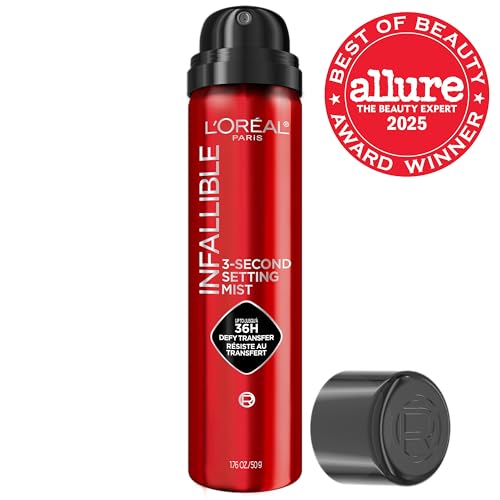 L'Oreal Paris Infallible 3-Second Setting Spray, Up to 36HR Wear, 1.76 oz | Microfine Mist Dries Instantly to Lock in Makeup, Waterproof, Non-Sticky, Transfer and Smudge-Resistant Finish