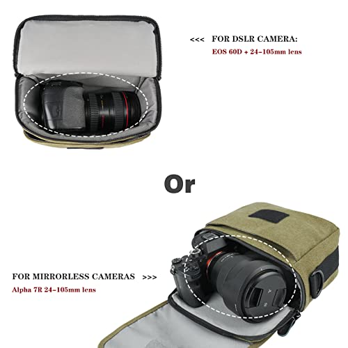Besnfoto Camera Bag Small Crossbody Camera Shoulder Purse Compact Case | Retro Vintage Canvas Waterproof Sling Shockproof Photography Pouch Insert with Shoulder Strap for DSLR Mirrorless Women Men