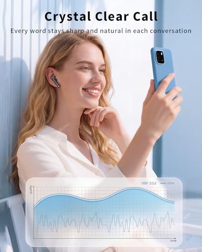 XIAOWTEK Wireless Earbuds, 2026 Bluetooth 5.4 Headphones Bass Stereo Ear Buds with Noise Cancelling Mic, LED Display in Ear Earphones 50H Playtime Ear Buds, IP7 Waterproof for Laptop Pad Phones Black