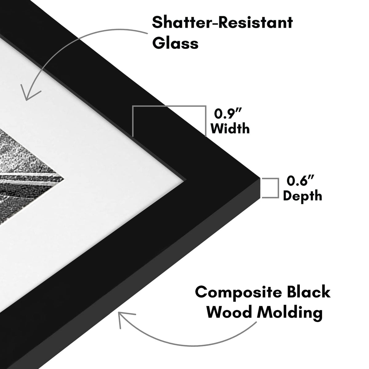 Americanflat 11x14 Picture Frame - Matted to 8x10 - Engineered Wood - Black | Shatter-resistant glass, hangs vertical or horizontal, sawtooth hangers included, use with or without mat