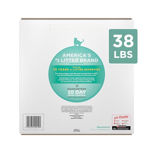 Purina Tidy Cats Free and Clean Unscented Clumping Cat Litter, 38 lb Box | Activated charcoal delivers lasting odor control, made without fragrances or dye, clumping