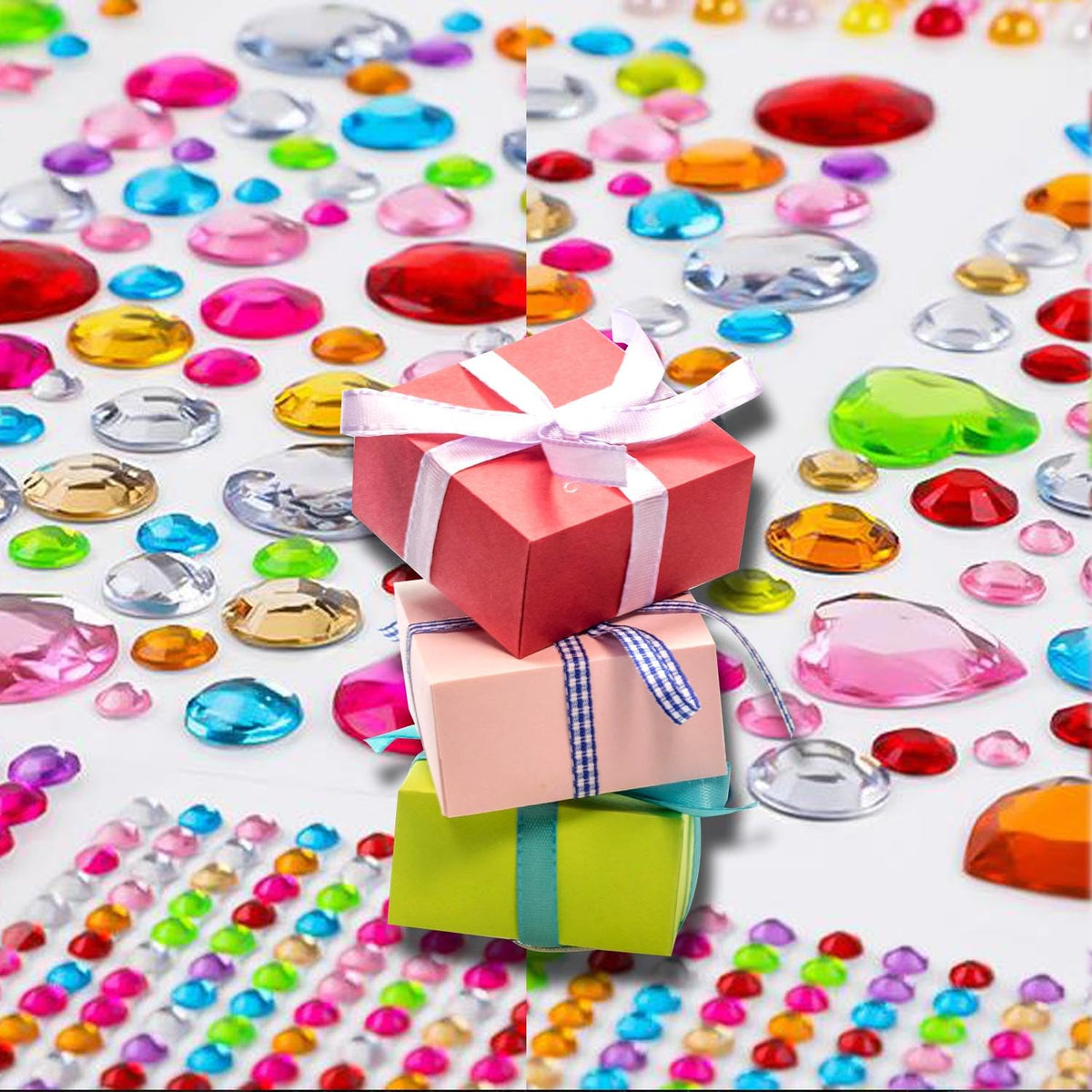 EODIEBN 3228pcs Gems Stickers, Self Adhesive Rhinestone Jewel Gems | Acrylic Gems DIY Craft Decorative Diamond Stickers, Assorted Shapes Jewels Rhinestones Sticker, Gem Sticker Crafts Set
