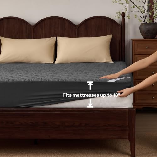 BEDLORE Waterproof Mattress Protector, Queen Size Mattress Pad Noiseless | Deep Pockets Fit 6"-18" Mattresses, Soft Breathable Dirt-proof Bed Mattress Cover Washable for Home, Bedroom, Hotel (Gray)
