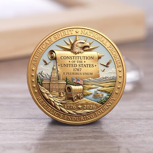 USA 250th Anniversary Commemorative Coin - American Eagle & Patriotic Symbols Collectible - America 250 Merchandise for Celebration & Gifting (1776-2026) (250th-Presidents-eagle)