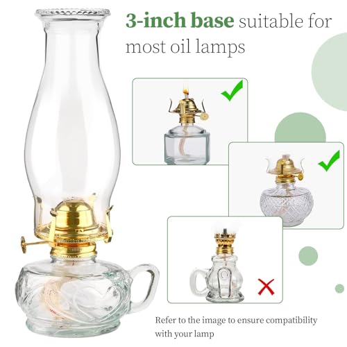 Oil Lamp Chimney Replacement – Clear Hurricane Lamp Glass Shade (Wave Style) for Kerosene Lamps – 3 Inch Base（1 Pack）