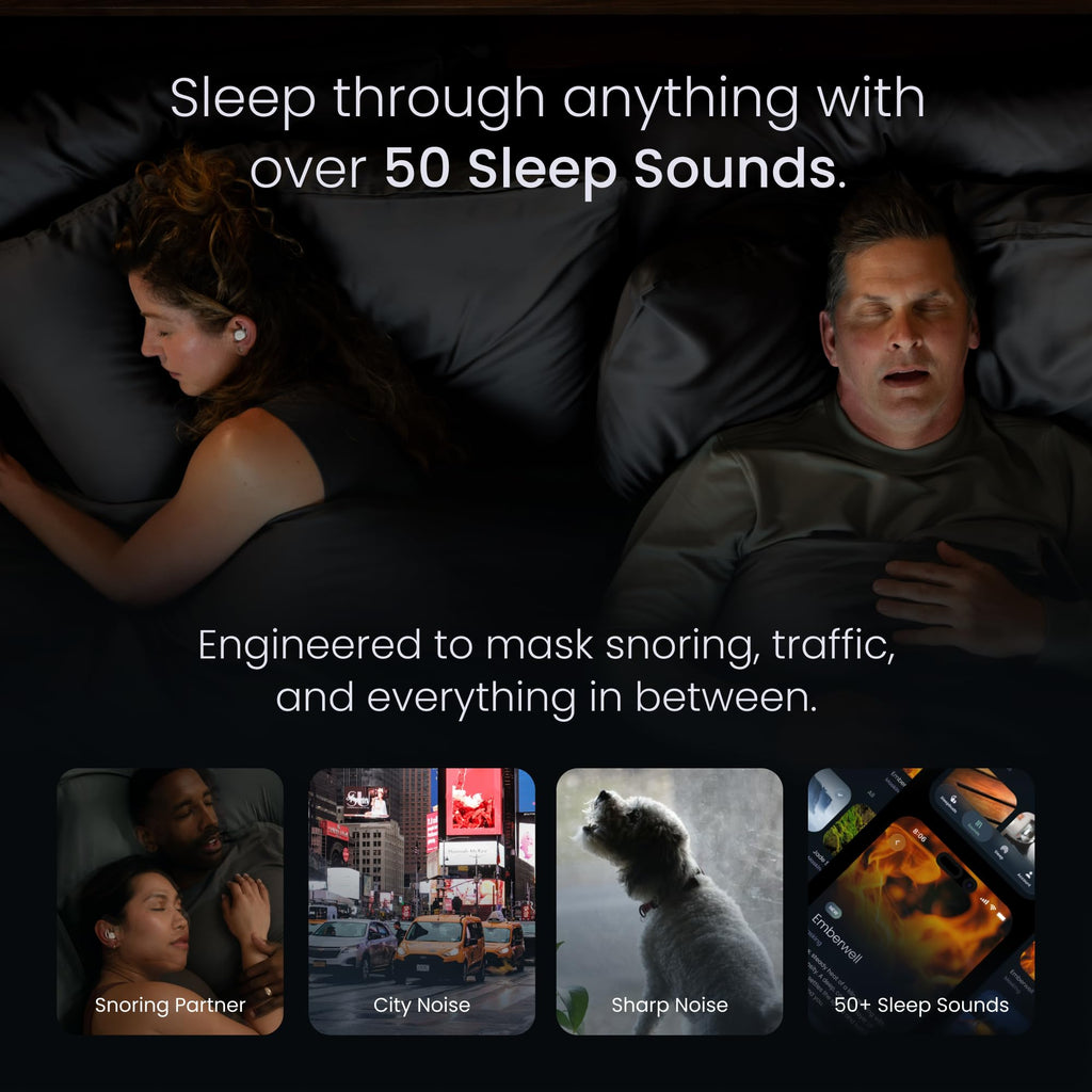 Ozlo Sleepbuds® 2 - Sleep Earbuds, Snoring & Noise Masking Headphones | All-Night Side-Sleeper Comfort, Ultra Small Fit, 14-hr Battery, 50+ Sleep Sounds, In-Ear Alarm, Smart Case Sleep Insights