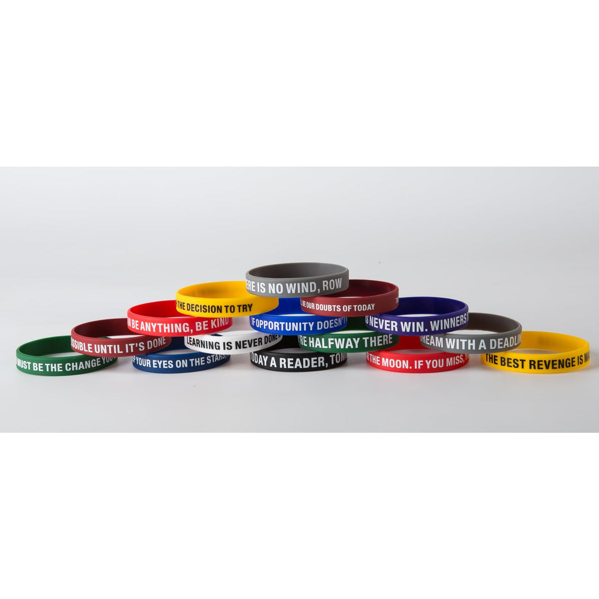 QEERBSIN 100 Pcs Motivational Silicone Wristbands Inspirational Bracelets | 20 Styles For Fitness Sports & Team Building, Perfect Encouragement Gifts For Men Women And Students