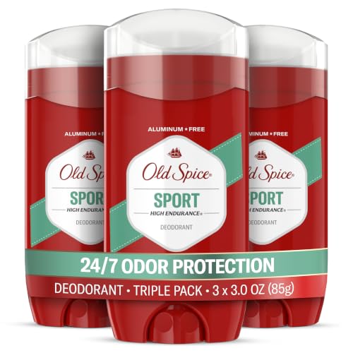 Old Spice Deodorant for Men, Aluminum Free, Sport Scent, 3.0 oz Pack of 3 | 24/7 Odor Protection | 24/7 Freshness & Long-Lasting Scent | Goes on Clean | Citrus & Amber Notes | High Endurance Collection