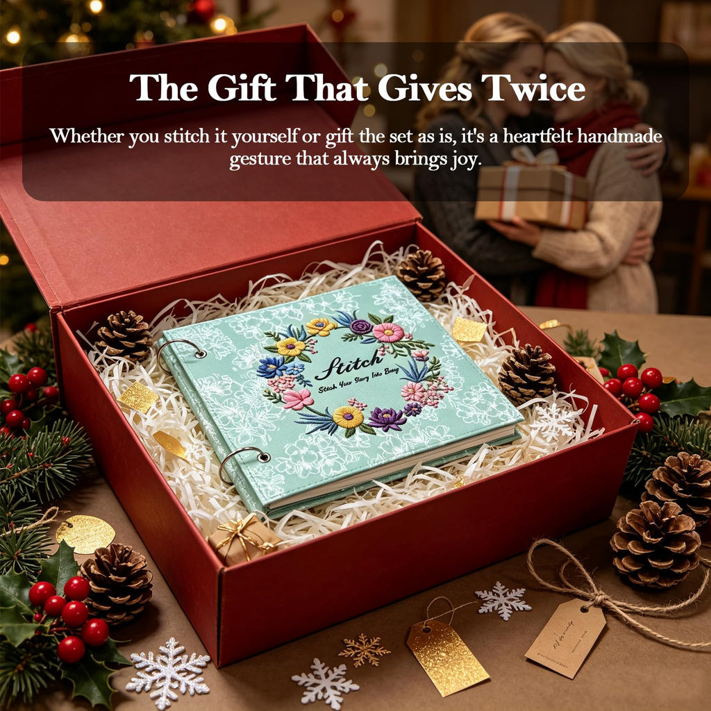 Embroidery Stitch Book with Video-Guided Tutorials on Every Page, 27 Essential Stitches, Beginner Embroidery Kit with Floral & Holiday Motifs. Portable Hand Embroidery Kit, Gift for Craft Lovers.