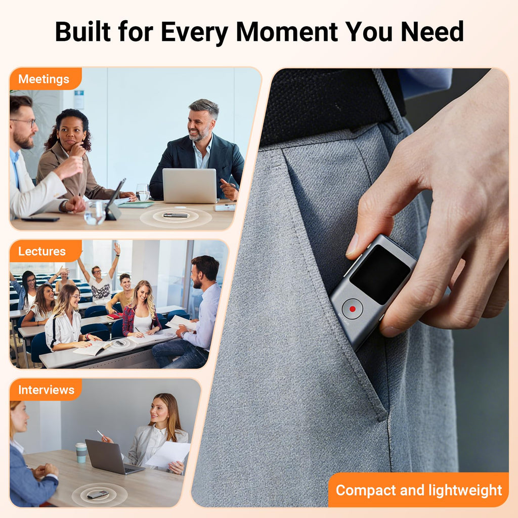 AI Voice Recorder, Transcribe & Summarize with AI Note Taker | Voice Recorder for Meetings & Lectures & Interviews, Voice Activated with Playback, 90+ Languages, Portable Tape Recorder