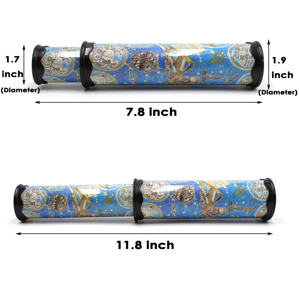 SPADORIVE 3 Pack Magic Kaleidoscope Toy for Teens Adults 3D Mirror Lens Kaleidoscope Party Favors Stretchable Long Classic Kaleidoscope Toy Educational Science Developmental Toy (Blue)