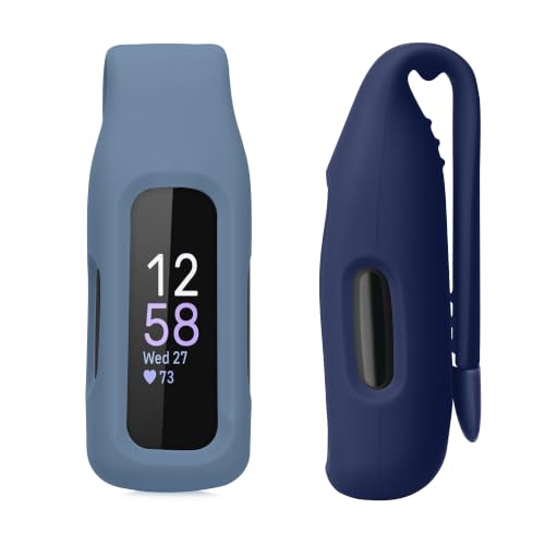 kwmobile 2X Clip Holders for Fitbit Inspire 3 / Inspire 2 / Ace 3 Clip On - Fitness Tracker Case Holder Replacement Set - TPU Silicone Tracker Holder for Sport