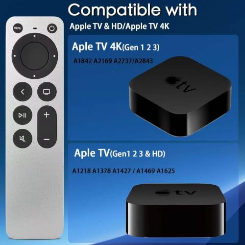 Replacement for Apple TV Remote,for Apple TV HD/4K(1-3Gen),Apple TV Gen 1-3 | Compatible with Apple TV/Apple TV HD/4K A1218 A1378 A1427 A1469 A1625 A1842 A2169 A2737 A2843 with TV Control Function