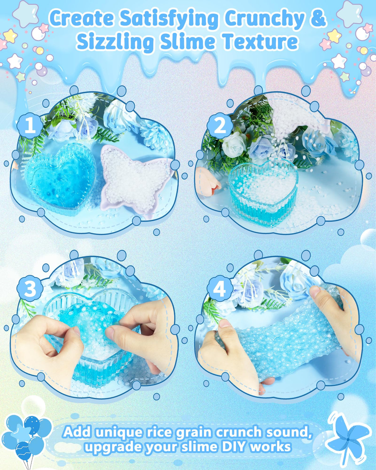 FIVEIZERO Rice Beads for Slime, 5mm Translucent Fishbowl Beads for Squishy | 400G Rice Beads For Crunchy Slime, Add Texture & Visual Appeal, Ideal For Slime Add Ins, DIY, Vase Fillers & Table Decor