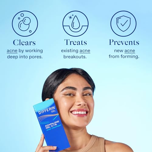 Differin Acne Retinoid Treatment Gel, 0.1% Adapalene, 15g Tube | Over-The-Counter Retinoid, Clears Acne And Prevents Breakouts, Gentle For Sensitive Skin, 30-Day Supply, 15G Tube