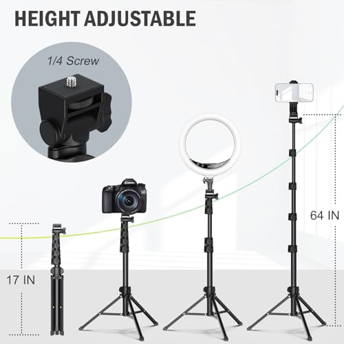 Liphisy 64” Tripod for Cell Phone & Camera with Remote and Phone Holder | Sturdy & Stable Height Adjustable Multi-Angle Shot Selfie Stick Tripod for Video Recording