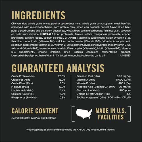 Purina Pro Plan Complete Essentials Chicken & Rice Dry Dog Food, 35 lb Bag | Shredded Blend crunchy kibble with tender pieces, real chicken as the first ingredient, live probiotics for digestive health