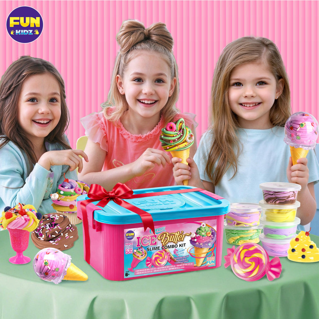 Gift Butter Slime Kit for Girls 10-12, FunKidz Ice Cream Soft Slime Making Kit Ages 8-12 Kids Slime Toys Ideal Birthday Party Present