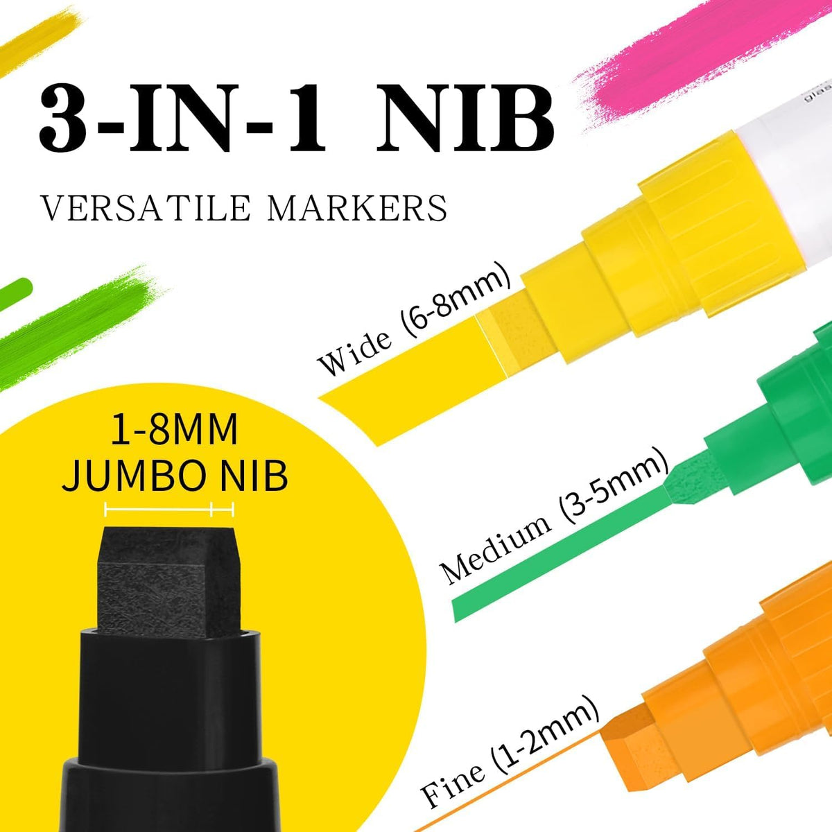 colourmotor 24 Colors Jumbo Markers, 8mm Wide Tip Thick Poster Markers | Permanent Jumbo Acrylic Paint Markers for Rock Painting, Ceramic, Wood, Glass, Metal, Canvas, DIY Craft Making