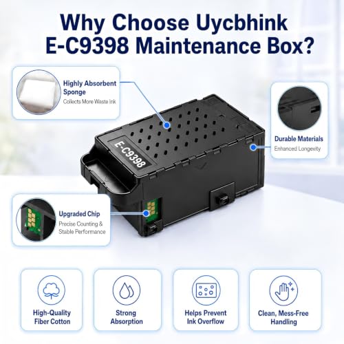 C9398 Ink Maintenance Box Compatible with ET-2418 ET-2900 ET-2903 ET-4903 | ET-1910 ET-1913 ET-2410 Printer, High Capacity, New Chip 100% Compatible C9398 Maintenance Box