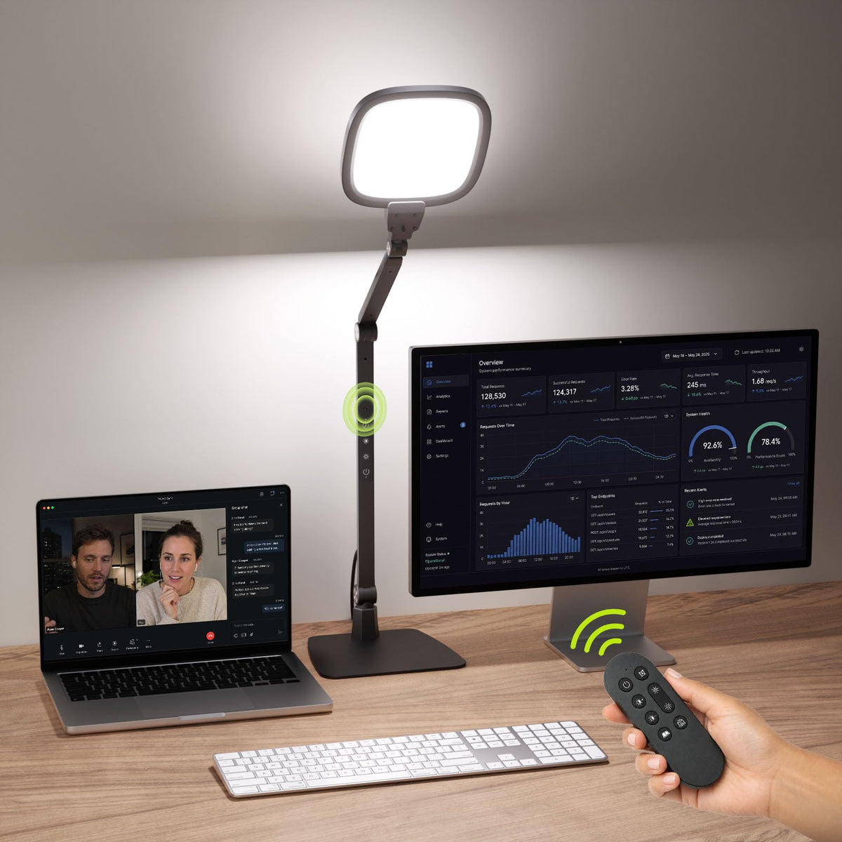 LED Desk Lamps for Home Office, 18W Bright Soft Video Conference Lighting | 50+ Light Modes, Eye-Care, Glare-Free, Memory & Timer Func, Upgrade Desk Light for Reading, Zoom, Streaming, Study, Craft