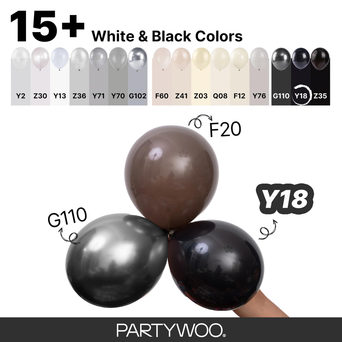 PartyWoo Black Balloons 140pcs Different Sizes of 18 12 10 5 Inch | Balloons for Baby Shower Birthday Graduation Casino Gaming Anniversary Retirement Baby Party Decorations Black-Y18
