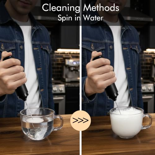 New England Stories Handheld Rechargeable Milk Frother Wand | Rich Foam in Seconds, 2-in-1 Dual Spring Whisk, Travel Cover included, Perfect Drink Mixer for Lattes & More
