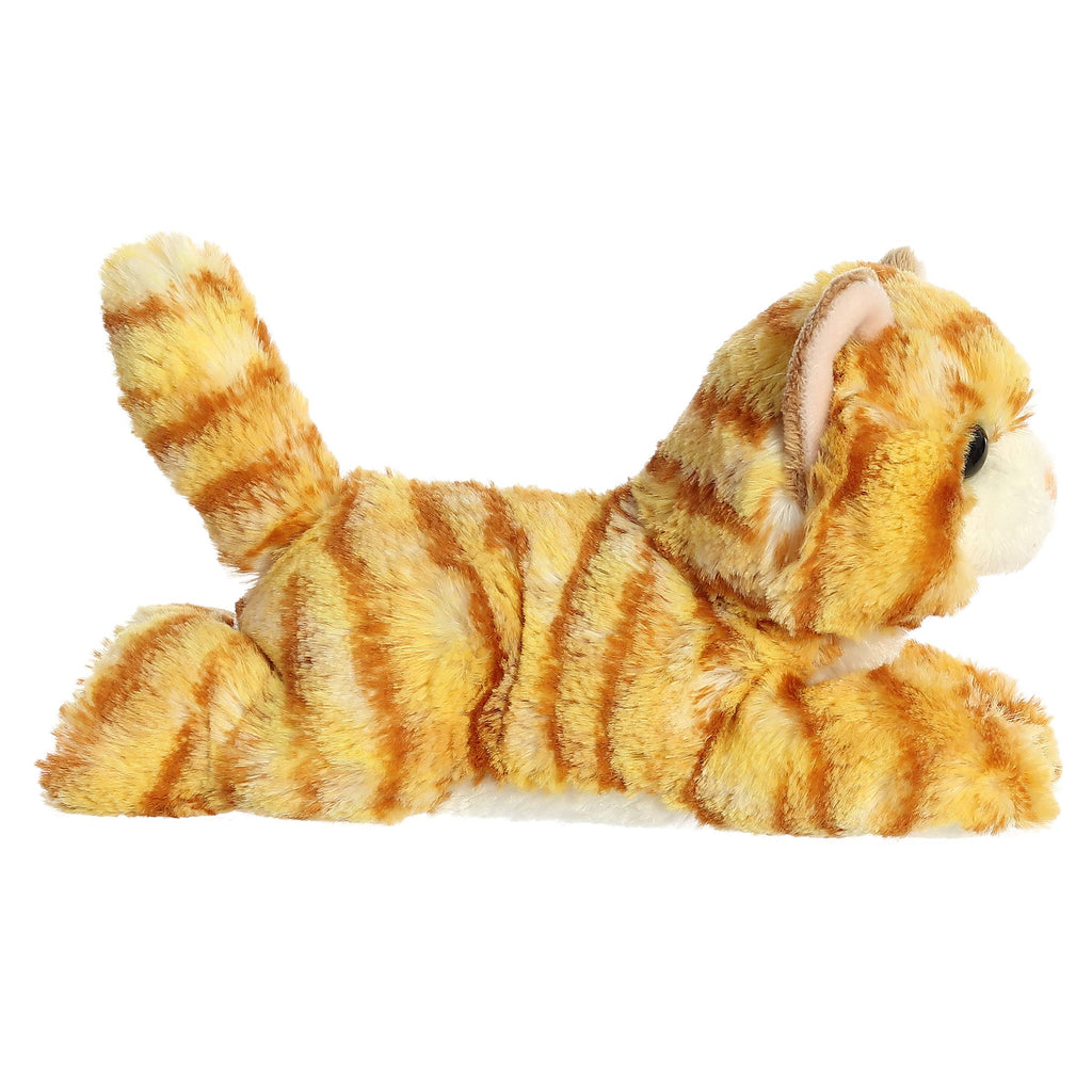 Aurora Mini Flopsie 8" Ginger Cat Adorable Stuffed Animal | Compact tummy-lying animals with bean-filled stability