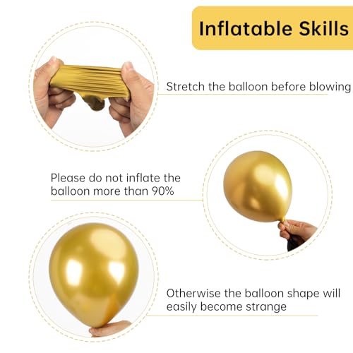 RUBFAC Gold Balloons Different Sizes Chrome Gold Balloon Arch Kit 129pcs | Metallic Gold Balloon Garland Arch Kit for Christmas Halloween Graduation Party Wedding Holiday Happy Birthday Decoration