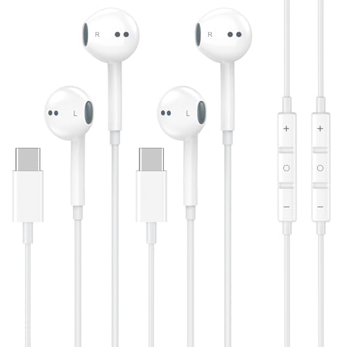 2 Pack [Apple MFi Certified] USB C Headphones Wired for iPhone 18 17 16 15 | Wired Earbuds with Microphone & Remote Control Noise Cancelling Type C Earphones for iPhone Duo 18 17 16 15 Pro Max, Galaxy