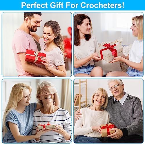 MECHEER Crochet Hooks 12 Sizes Set, 51 Pack Yarn Crochet Kit for Beginners | Knitting Needles with Ergonomic Handles for Arthritic Hands, Crochet Needle Kit with Blue Case for Crocheters