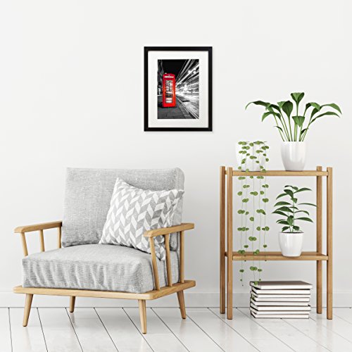 Americanflat 11x14 Picture Frame - Matted to 8x10 - Engineered Wood - Black | Shatter-resistant glass, hangs vertical or horizontal, sawtooth hangers included, use with or without mat
