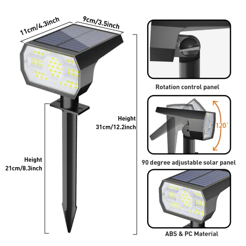 NYMPHY Solar Lights Outdoor Waterproof - 4 Pack (Cool White) | 56 LED 3 Lighting Modes IP68 Waterproof Solar Powered Garden Yard Spot Solar Lights for Outside Landscape